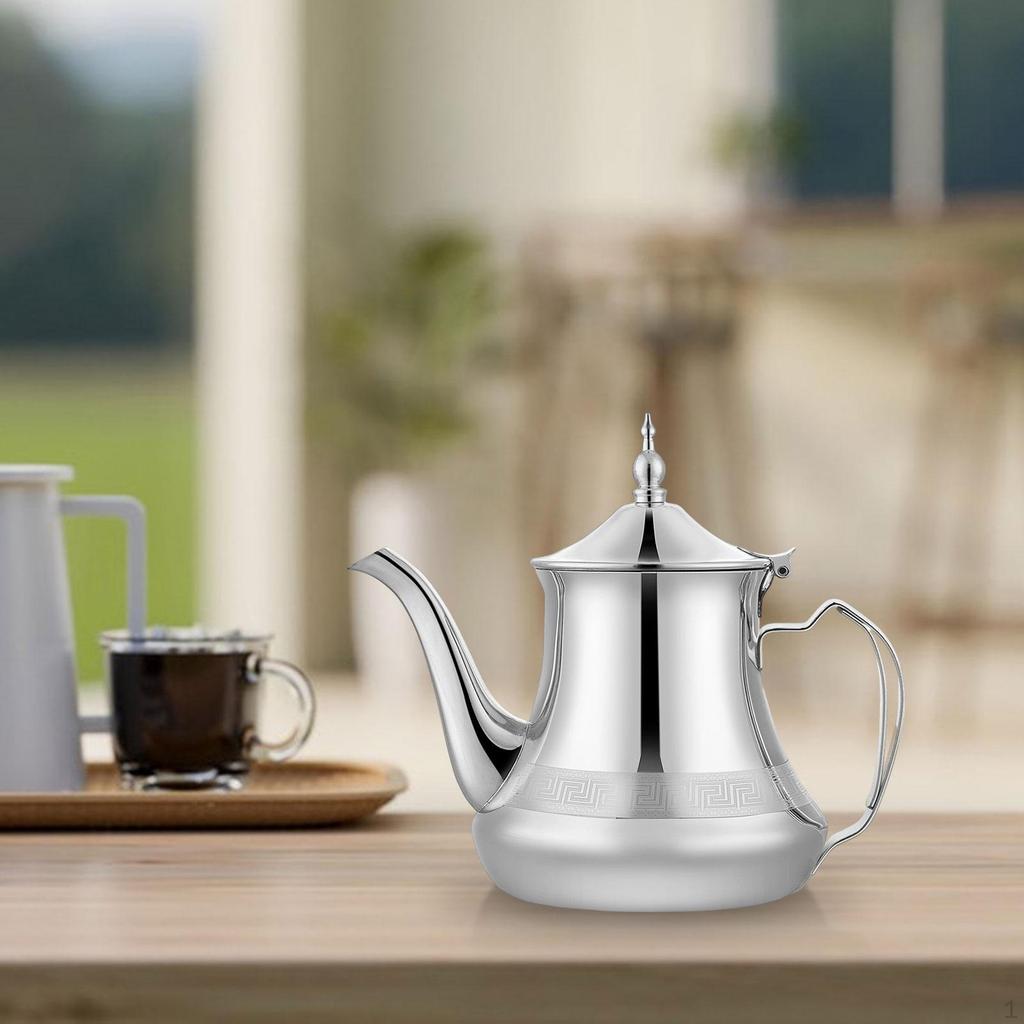 Stainless Steel Teapot Coffee Pot Multifunctional with Lid Beverage Jug Infuser Tea Kettle for