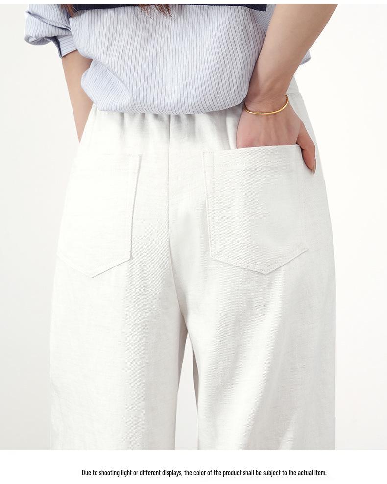 Tencel Linen Women's Wide-Leg Pants: Spring 2026 Arrivals, Elastic Waist, Drawstring, Drape Slimming Straight Leg.