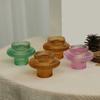 Set of 6 Double Use Striped Glass Candlestick Flower Vases for Elegant Decoration Glass Candlestick Holder Homes Accent