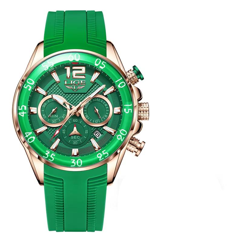 LIGE Fashion Mens Watches Top Luxury Silicone Sports Watch Men Quartz Clock Waterproof Wristwatches Relogios Masculino+Box