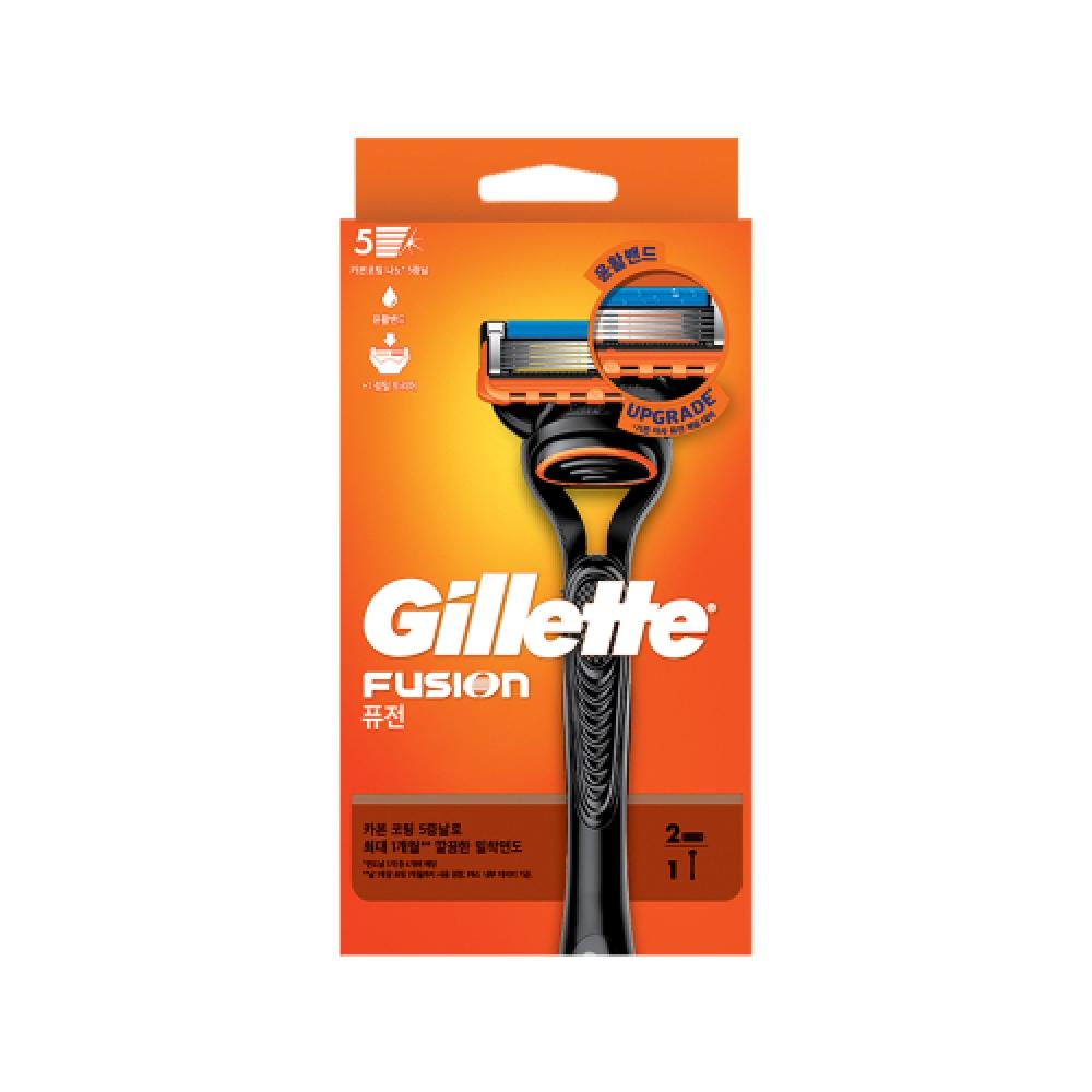 Gillette 2024 Fusion Manual Shaver Handle 1 Pack + 2 Razor Blades Jumbo Lubrication Band Fusion Manual 2up [G141]