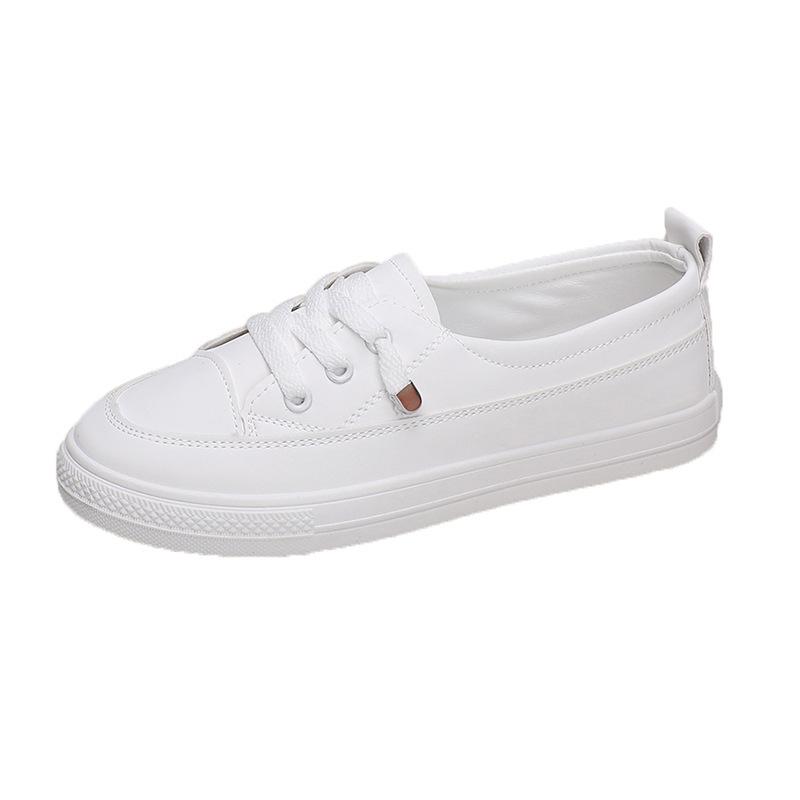 Women s Flat White Sneakers Lace-up Casual Shoes – Solid White Athletic Sportswear Shoes 36 белый