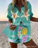 Hot Sale Casual Holiday Shirt Set Beach 1D Printed Shirt Shorts Women's Suit Customized-Made