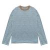 Contrasting Striped Long-sleeved Shirt Women's Autumn Lazy Loose and Thin Top Knitted Crew Neck Bottoming Shirt