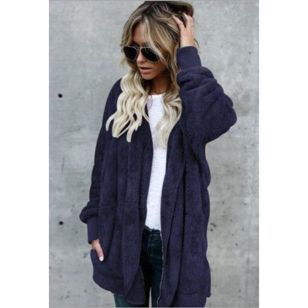 Plus Size Women Winter Warm Coat Jacket Outwear Ladies Cardigan Coat Double Sided Velvet Hooded Coat Fashion Simple