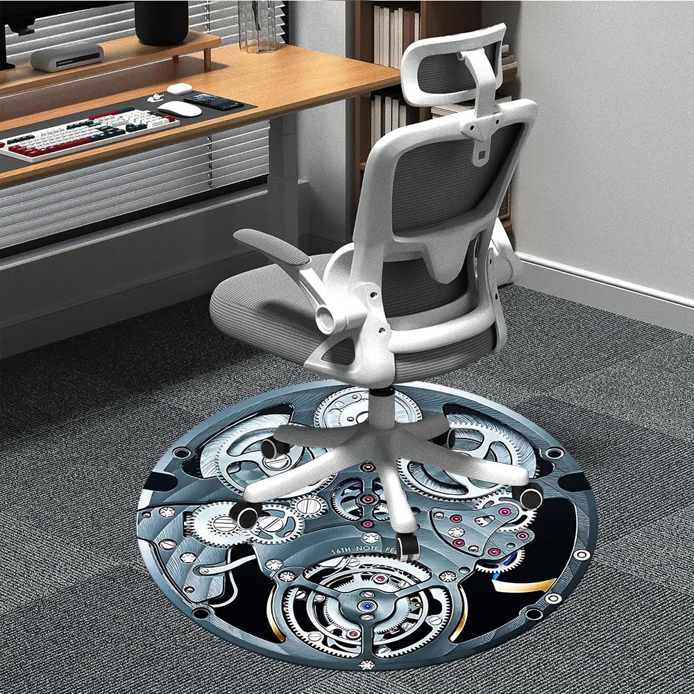 1pc Gears Mechanism Chair Carpet for Office, Soft, Non-Slip Polyester Mat, Office, Living Room, Bedroom, Durable Polyester yy251207162