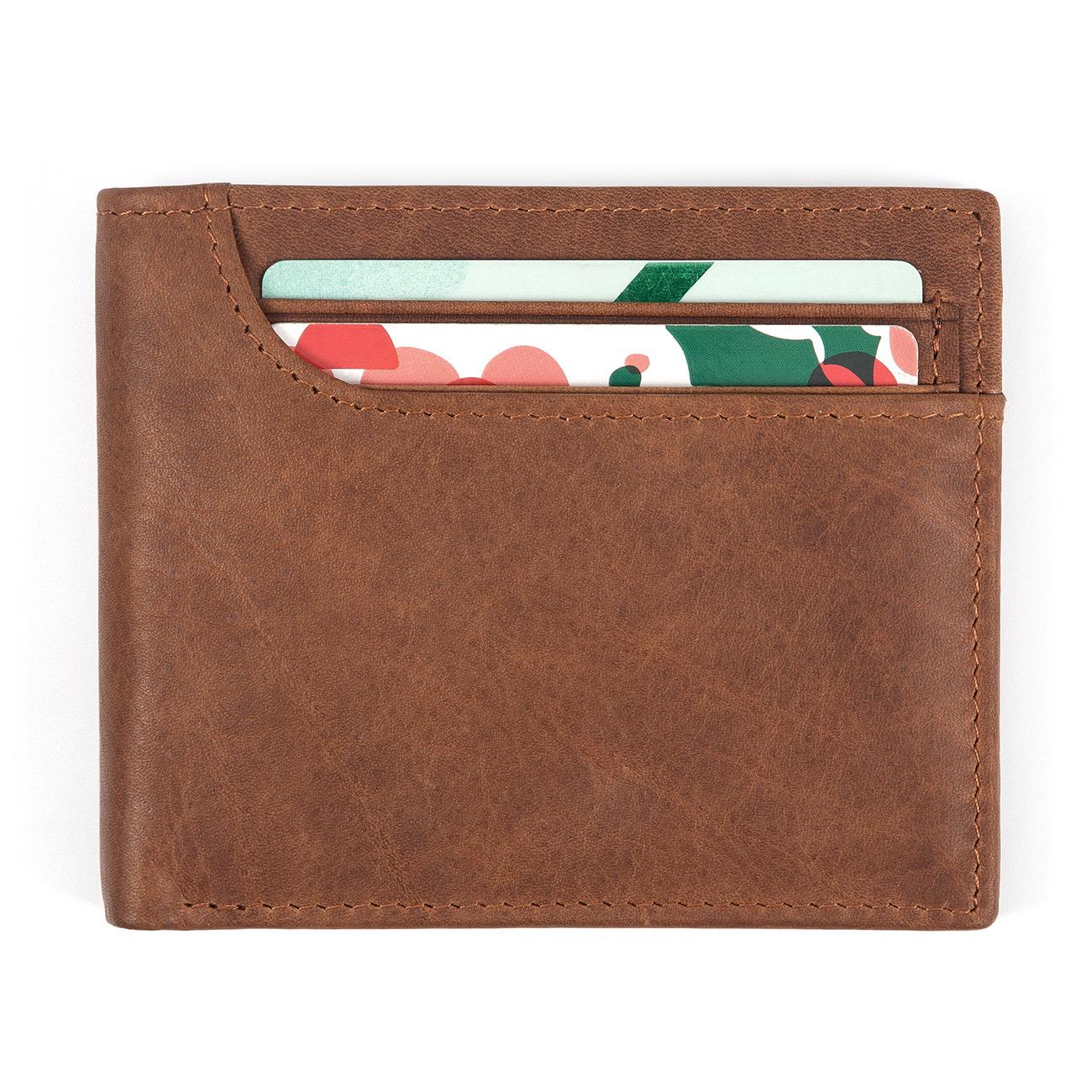 

Jiamida Men s Retro RFID Genuine Leather Multi-Card Wallet світло-коричневого кольору