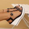 Thick Soled Sandals, Women's Summer New Style, Plus Size Fashion Wedge Heel, Flower Water Diamond Fairy Beach Beach Shoes