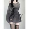 Abito Corsetto Fairycore Grunge Goth Donna Coulisse Harajuku Streetwear Benda Bodycon Stretto Abiti Y2k Donna