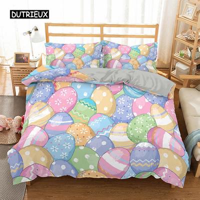 Ensemble de housse de couette Œufs de Pâques Dessin animé Style enfantin Ensemble de literie Jumeaux Enfants Adolescents Double Queen King Size Housse de couette en polyester