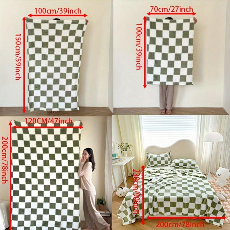 1pcs Soft Warm Checkerboard Flannel Taffeta Thickened Polyester Blanket  Nap Sofa Throw Gift Air Conditioner Decorative Blanket