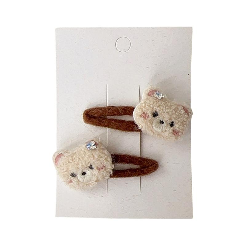 1 Pair Adorable Cartoon Baby Hair Clips Plush Hair Ties Gentle Barrettes Secure Hold For 0 to 2 Year Old Girls Infants