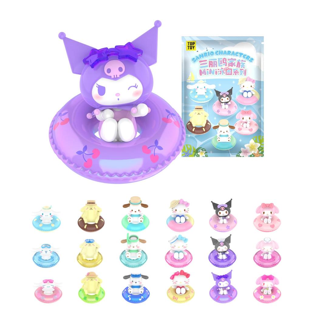 TOP HRAČKA Postavičky Sanrio Mini Plaváček Série 3 Kusy Gacha Slepý Box Figurka Měkký Vinyl PVC Prémiový Dárek k Narozeninám Kuromi Sběratelé Postaviček