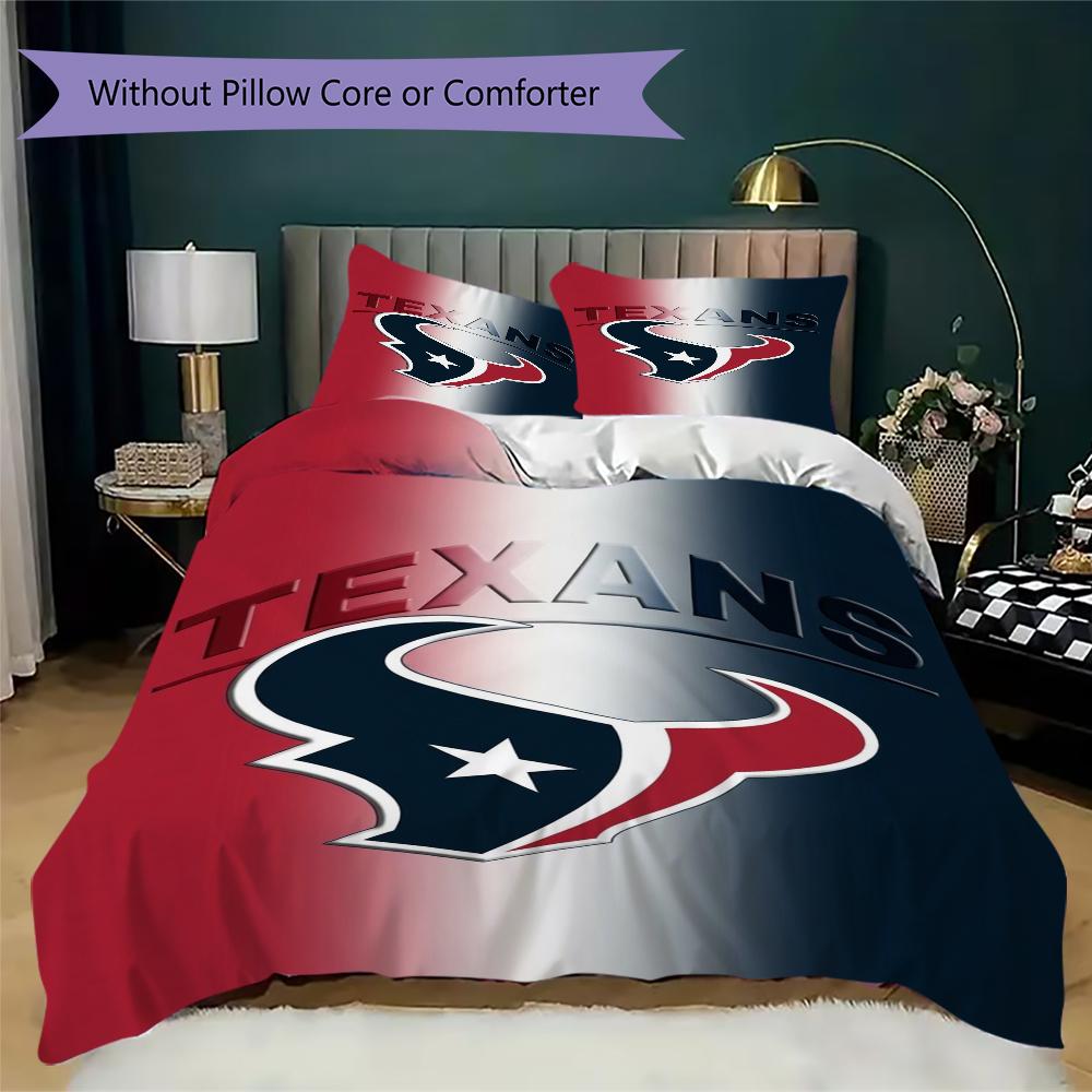 Houston Texans Muster Bettwäsche Steppdecken-Set Bettbezug Kissenbezug Heimdekoration Geburtstagsgeschenk (1*Bettbezug + 2*Kissenbezug ohne Füllung)