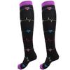 1 Paar Outdoor-Sport Kompressionssocken Laufen Radfahren Bergsteigen Wadenlange Socken (L XL)Schwarz