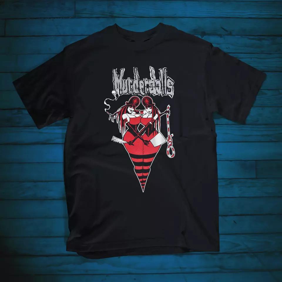 РАСПРОДАЖА Хлопковая черная унисекс футболка с принтом Murderdolls Tour Concert S-5XL XXL