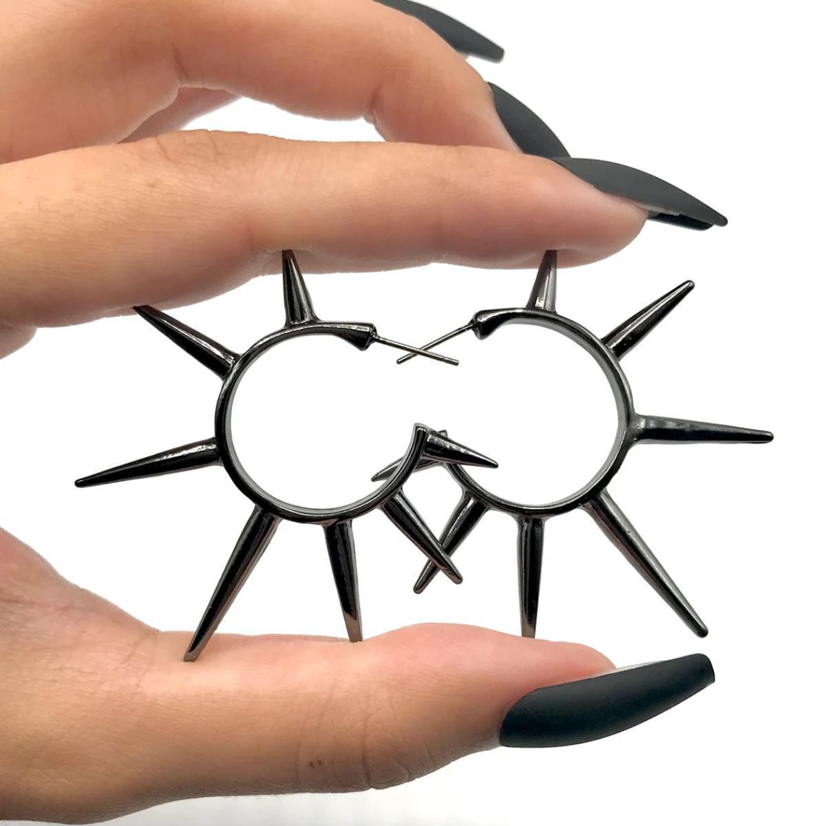 

Hip-hop Rock Black Irregular Geometric Long Rivets Stud Earrings for Women Men Hallowmas Party Personality Fashion Jewelry Gifts чёрный