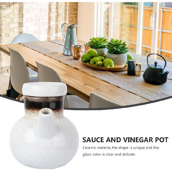 Angoily Soy Sauce Bottle Ceramic Seasoning Bottle Ceramic Soy Sauce Dispenser Bottle 300ml Japanese Style Oil Dispenser Vinegar Dispenser Shoyu Soy
