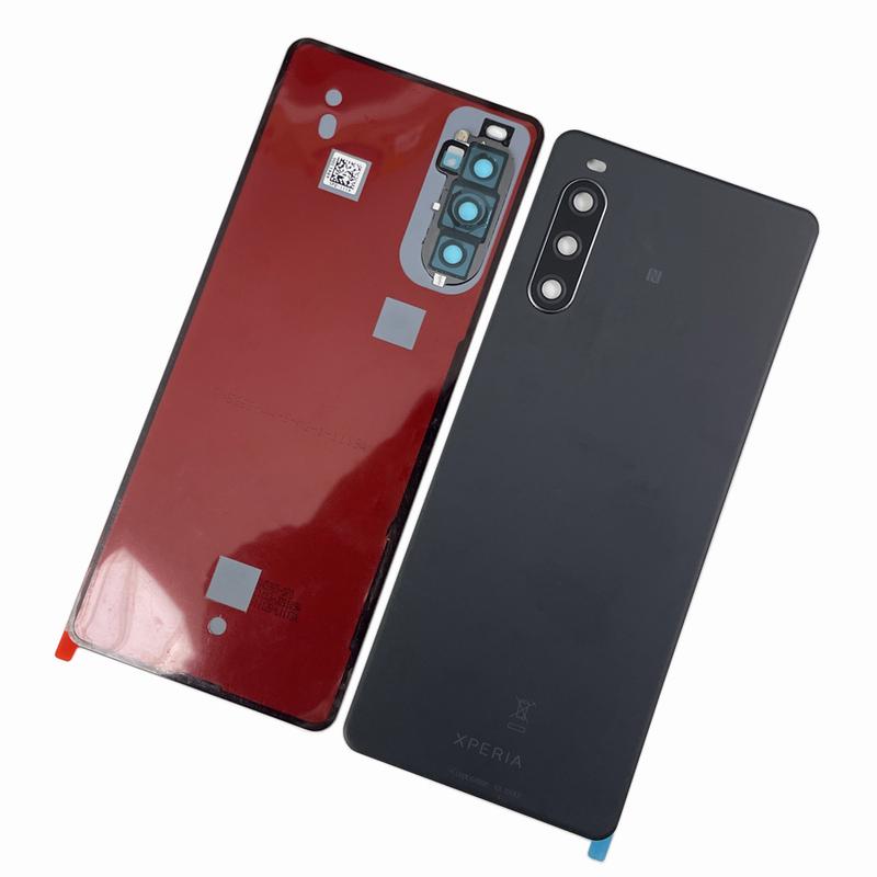 Battery Cover With Lens For Sony Xperia 10 IV XQ-CC54 XQ-CC72 Battery Back Cover Glass X10 IV Housing Replacement Parts чёрный