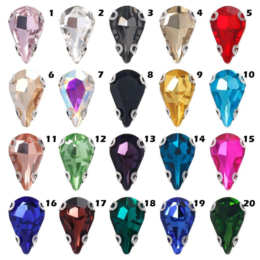 50 Stück/Packung Aufnähbar Glitzer Näh Strasssteine Wassertropfenform Diamant Perlen Verzierung Für Handarbeiten