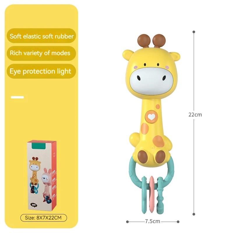 Baby Musical Rattle ToyLightUp Teether & Sensory Chew, BPAFree Soft Rubber, Baby Shower & 1st Birthday Gift for 618 Months