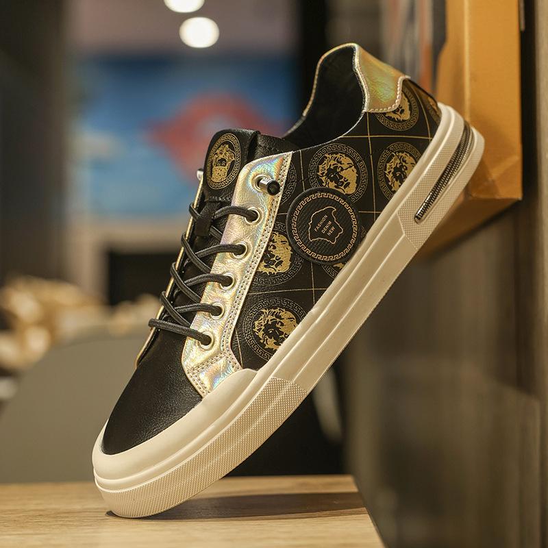 

2024 autumn new men s leather light luxury board shoes, young students, white shoes, live sports niche men s shoes 44 чорний