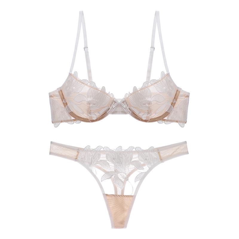 French Lace Spicy Lingerie Set: Breathable Mesh, Ultra-Thin Underwire Push-Up Bra