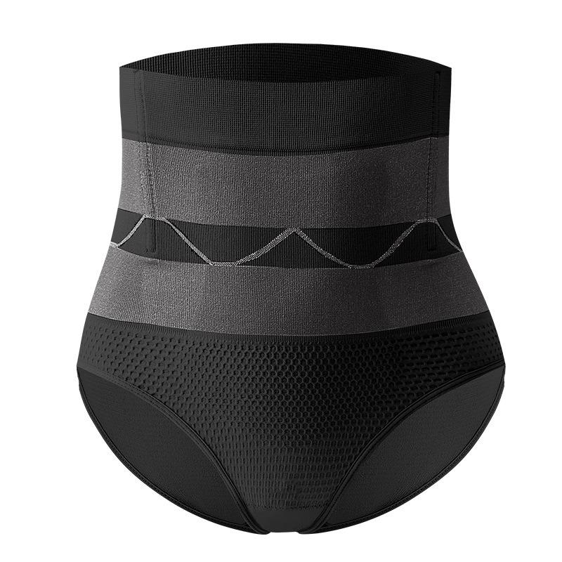 High Waist Breathable Mesh Tummy Control Butt Lifting Postpartum Slim Body Shaping Briefs 0XL чёрный