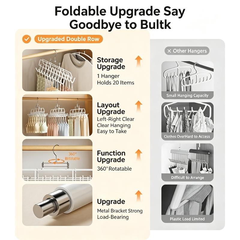 Carbon Steel Clothes Hanger with PVC-Coated Hanging Spots and Folding Frame for Bras, Belts, Hats, and Camisoles