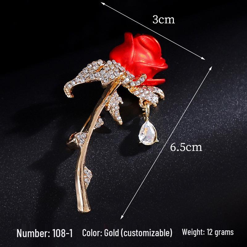 High-End Rose Red Chinese Flower Brooch: Classical Pin for Women's Qipao & Coat Accessories