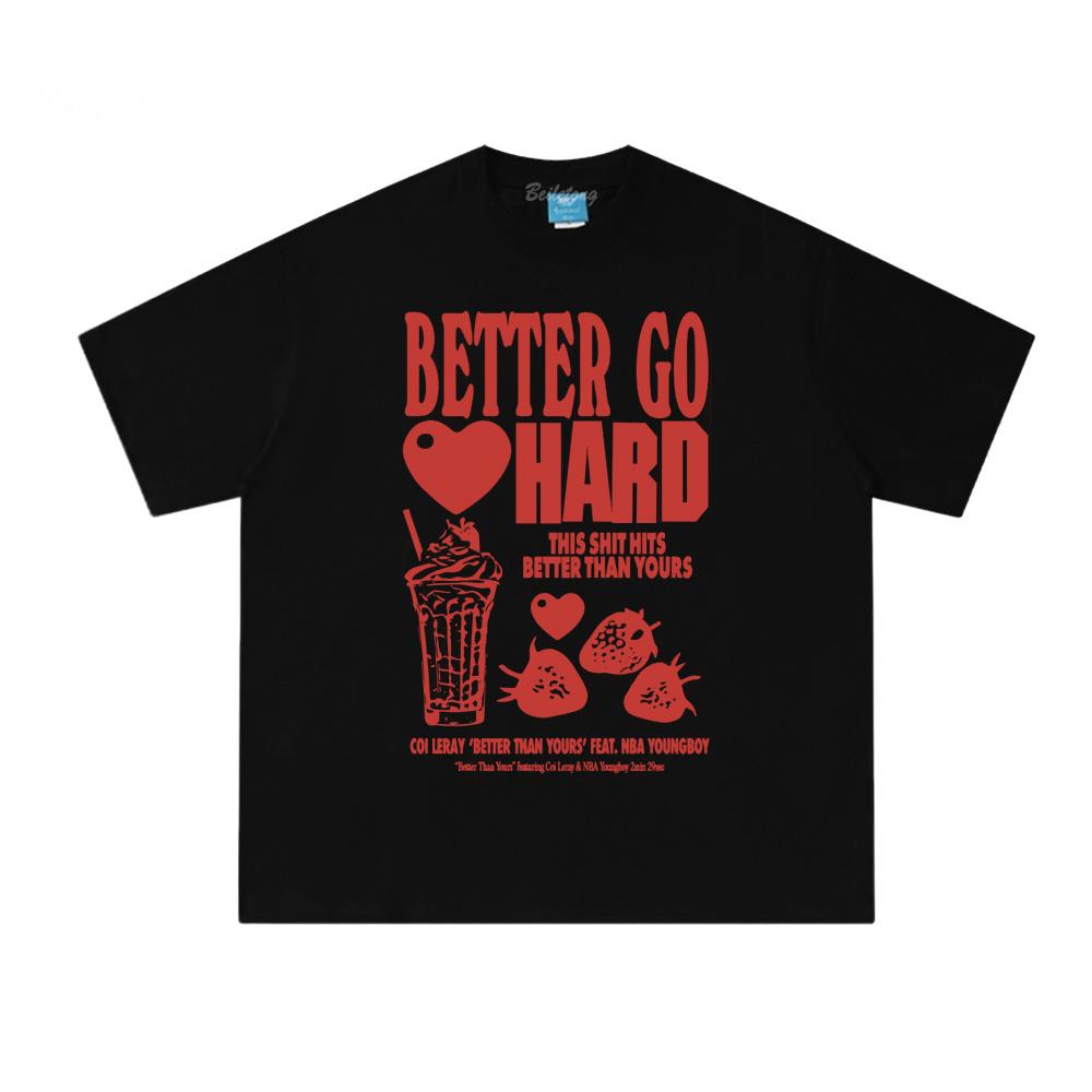 

BETTER GO HARD TEE Coi Leray Мужские Женские 100%Хлопок Высокое Качество ТОПЫ 2026Лето Графический Принт Детские Унисекс Оверсайз Рубашки XS