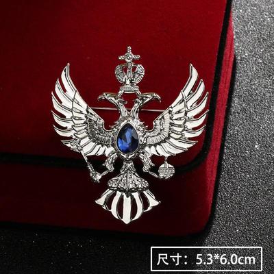 Retro Doppeladler Russisches Nationalemblem Broschen Antik Gold Farbe Kristall Abzeichen Anstecknadel Damen Herren Kleidung Anzug Schmuck Clips