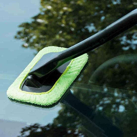 Čisticí kartáč na stěrače čelního skla auta, nástroj na čištění čelního skla, 16palcová hůlka na čištění oken s 5 opakovaně použitelnými mikrovláknovými hadříky