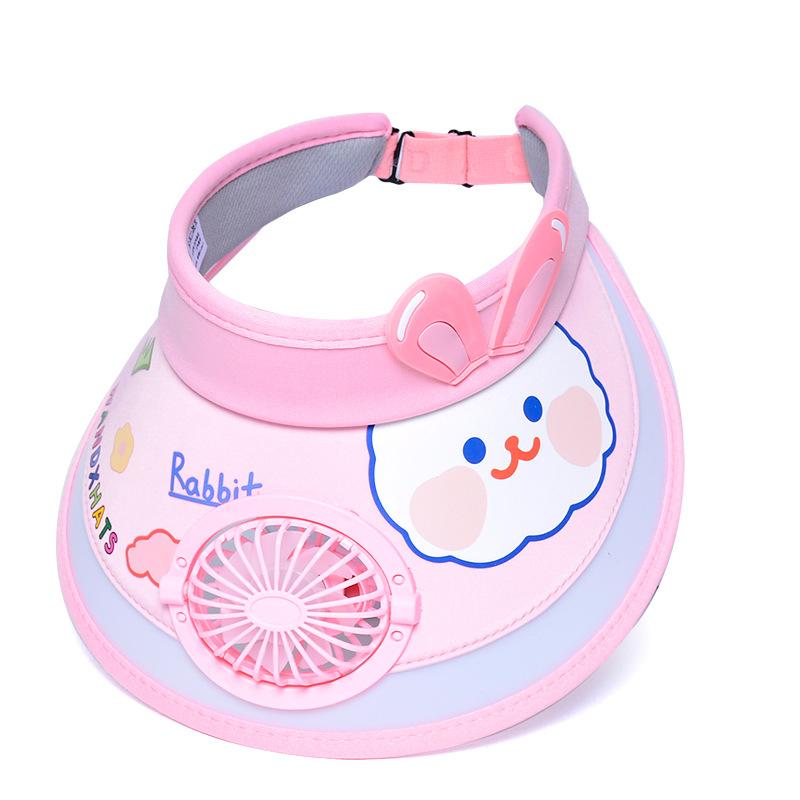 Dětské klobouky Léto s ventilátorem Klobouky proti slunci Kluci Dívky Klobouky proti slunci Kreslený Roztomilý opalovací krém Prázdné cylindry