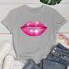(Premium T-shirt)Hot Pink Lips Funny Summer Women T-Shirt Harajuku Print Fashion Short Sleeve Summer Casual T-Shirt Top