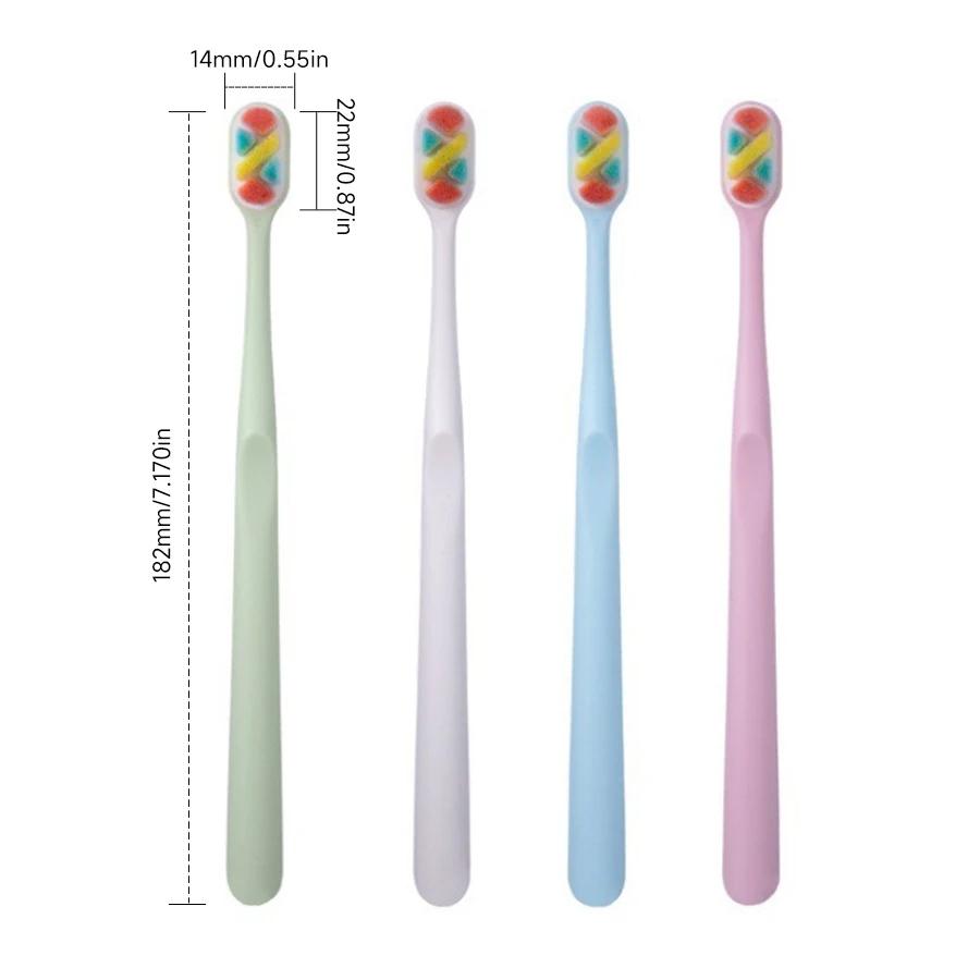 Four-color adult toothbrush, individually packaged, soft and dense bristles to reduce gums