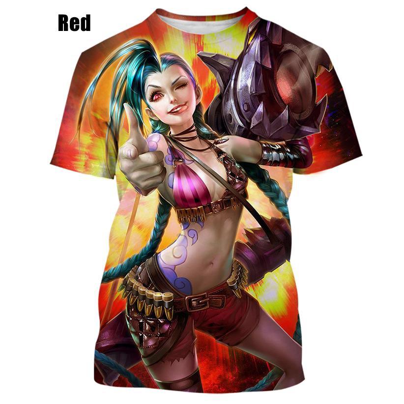 Móda Muži a ženy Neformální tričko Game LOL Jinx 3D potištěné tričko Neformální tričko s kulatým výstřihem Tričko s krátkým rukávem