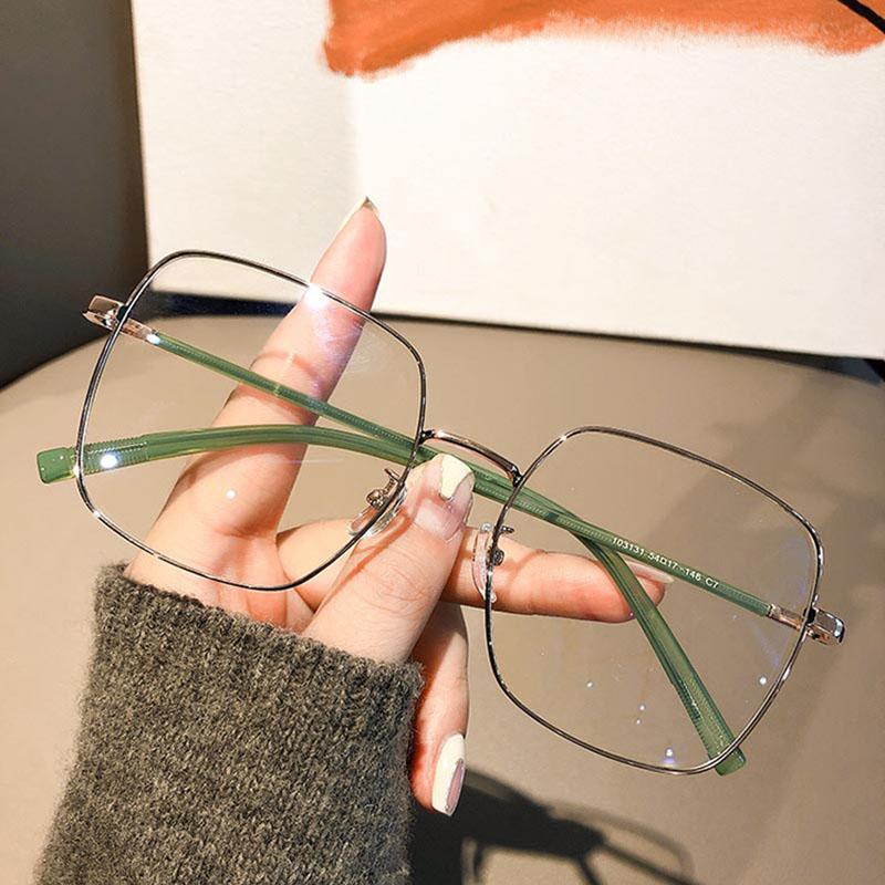 Big Square Metal Frame Clear Lens Glasses Myopia Nerd Spectacles Degree -0.5 to -6.0 Hyperopia +0.5 to +6.0 Fashion Eyewear