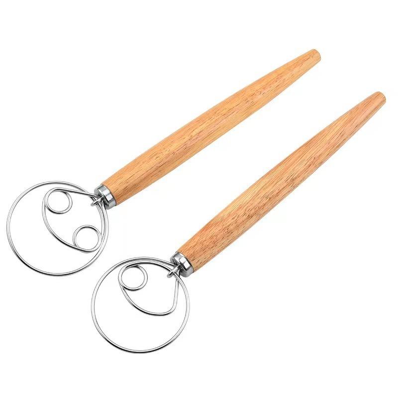 Danish Dough Whisk Stainless Steel Dutch Style Bread Hand Mixer Wooden Handle Kitchen Baking Tools Pastry Blender