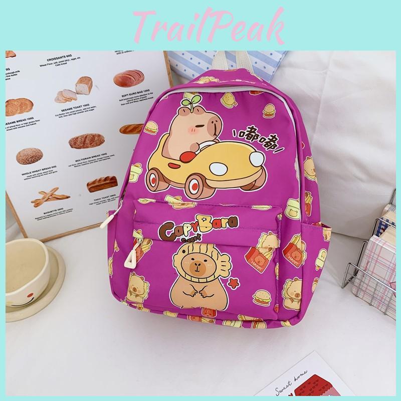 Cute School Childrens Bag With Cartoon Capybara Print For School Use Daily