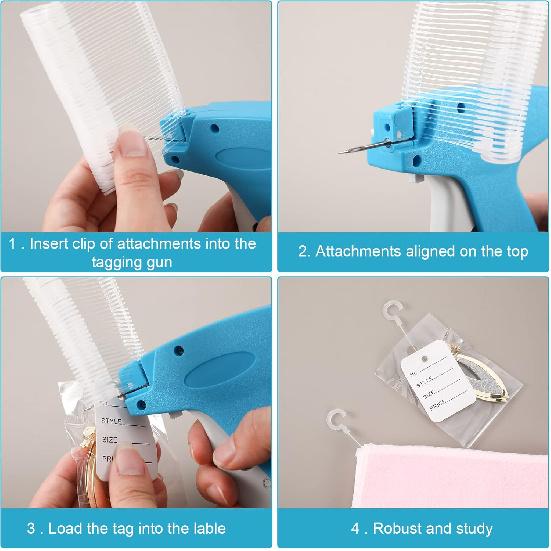 Honoson 1506 Pieces Clothes Tagging Applicator Set, Include Garment Tag Attacher with 5 Steel Needles and 1500 J-Hook Standard Fasteners in 3 Sizes