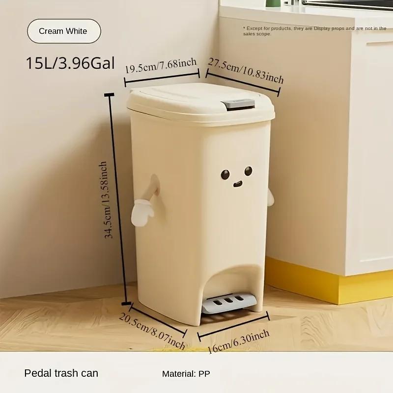 8/20L Chic Large-Capacity Trash Can with Dual Open Design - Durable, Rust-Resistant Plastic, Easy Access for Home Waste Storage