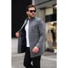 Men's Casual Cut Windproof Buttoned Long Black Cuff Coat