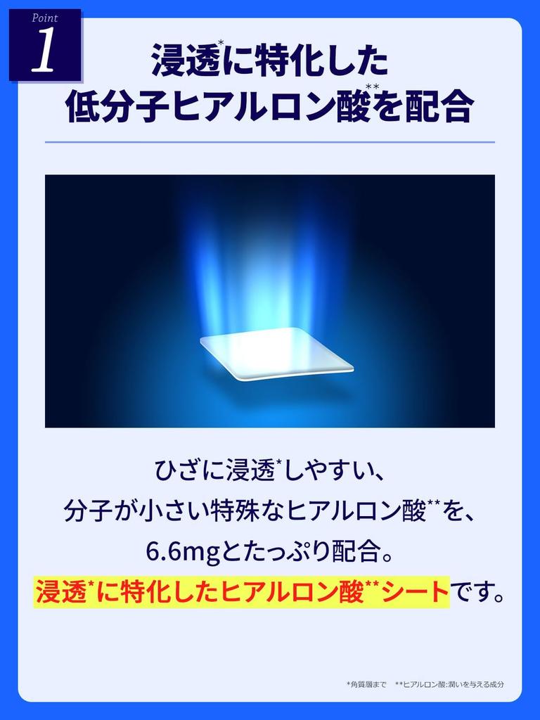 Hyaluronic Acid Knee Patch with Knee Hyaluronic Acid Penetrating Sheet by Kita no Kaiteki Kobo Support Low-Molecular-Weight "HyaloAid"