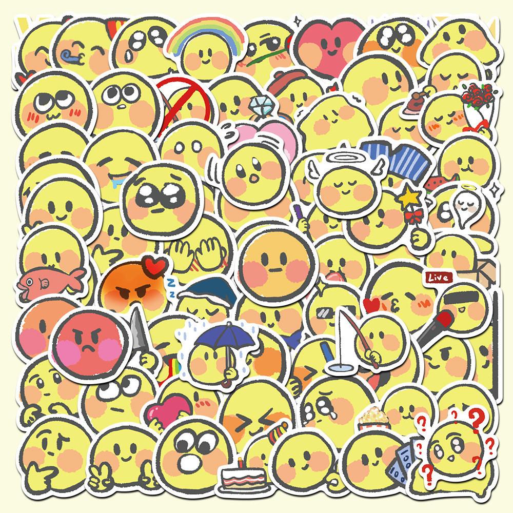 

80-Pack Adorable Hand-Drawn Yellow Face Cartoon Stickers - Waterproof Decor for Hand Account Bike & DIY Crafts AnimeWorlds Store