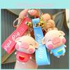 Adorable Blue Nose Pig Silicone Keyring For Women Cartoon Style Bag Decoration