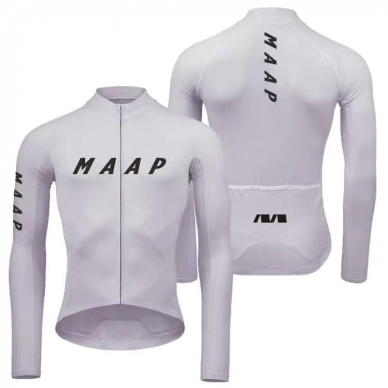 MAAP Cycling Jersey Long Sleeve Performance Top Road Bike Riding Breathable Quick-Dry Ice Silk Fabric Unisex