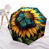 1pc Butterfly Sunflower Automatic Folding Umbrella, Lightweight Retractable Compact Travel Umbrella, 8-Rib Sturdy Frame148