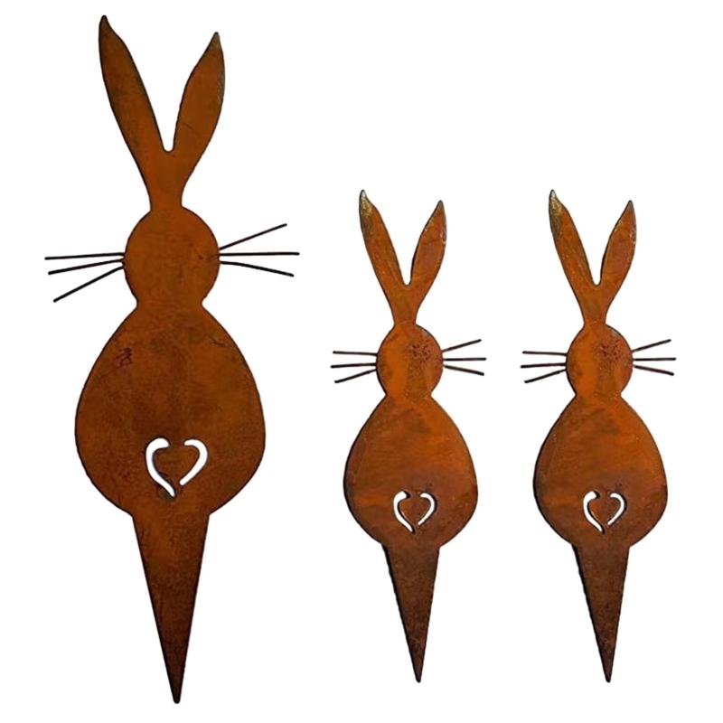

Unique Outdoor Bunnies Garden Stake Decors Perfect for Springtimes Natural Gift Stakes Perfect for Flowerbeds and Lawns 1