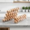 2PCS Clear Roll Off Egg Storage Rack Plastic Egg Storage Box Egg Storage Trays  for Kitchen